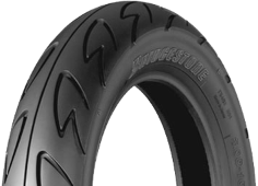 Close-up van het loopvlak Bridgestone B01 90/90-12 44 J Front TL